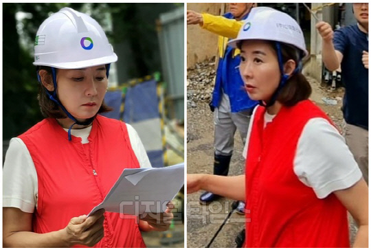 서울 동작구의 한 수해현장을 찾은 나경원 전 국회의원. <나경원 SNS>